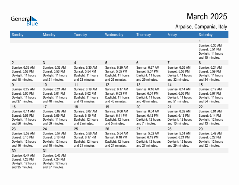 Arpaise March 2025 sunrise and sunset calendar in PDF, Excel, and Word