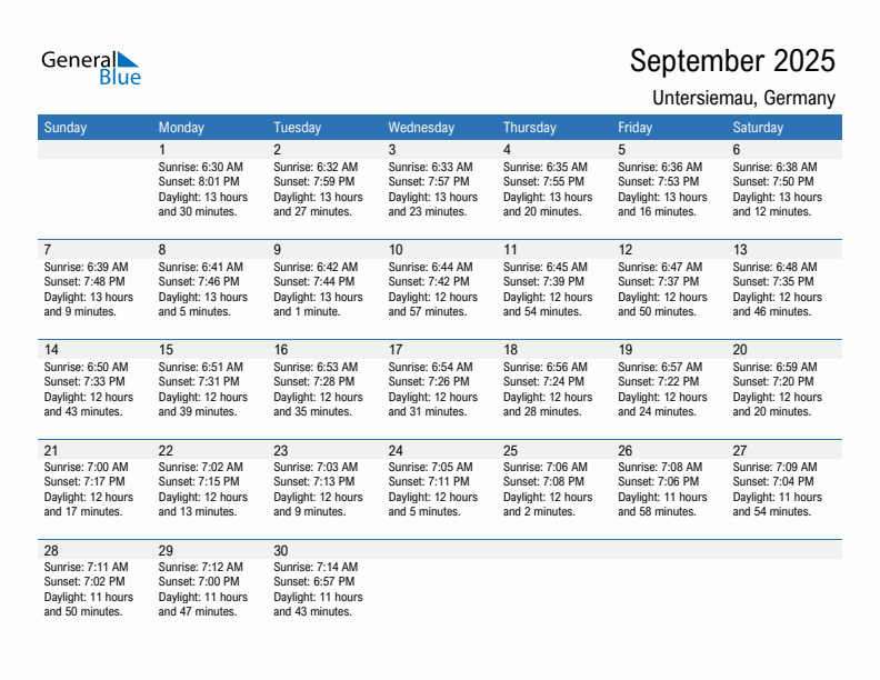Untersiemau September 2025 sunrise and sunset calendar in PDF, Excel, and Word