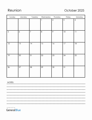 Current month calendar with Reunion holidays for October 2025